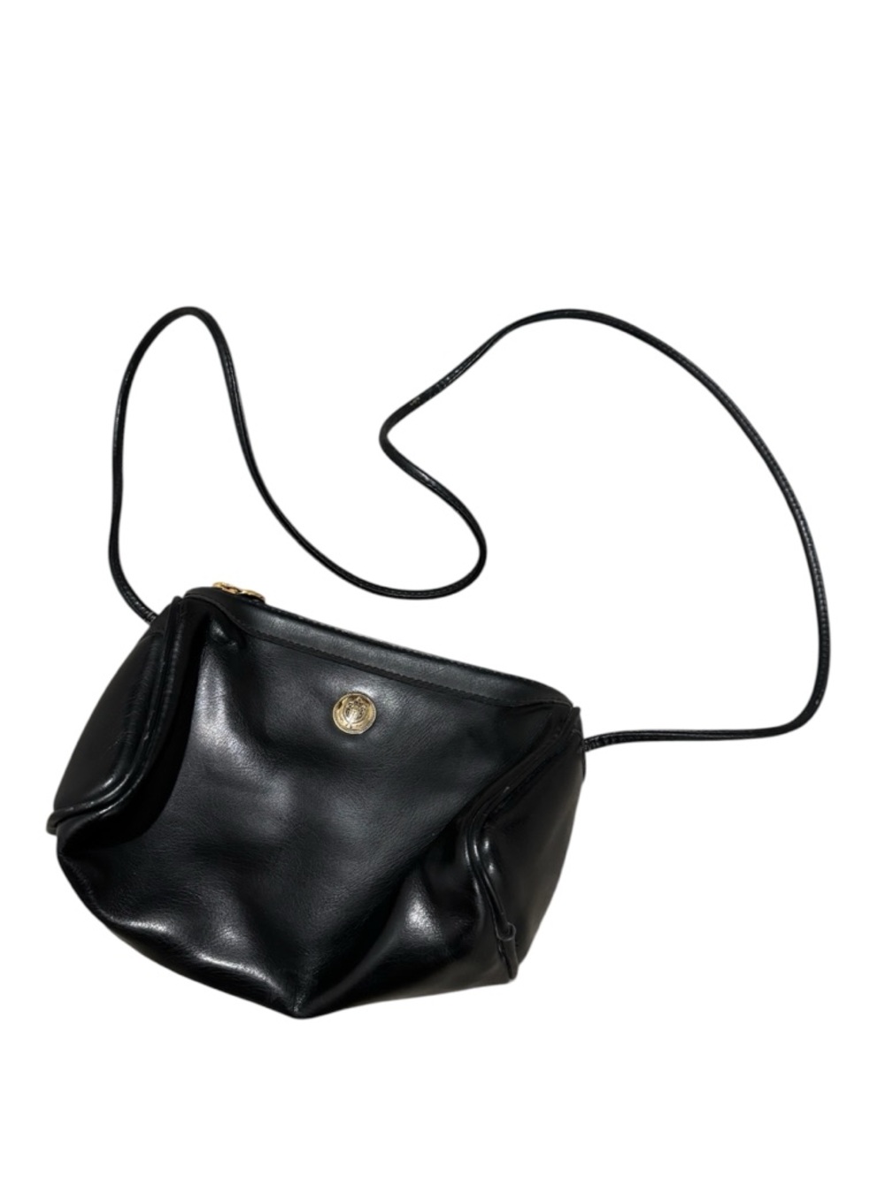 Vintage Liz Claiborne Black Gold Leather Shoulder Crossbody Minimalist Bag